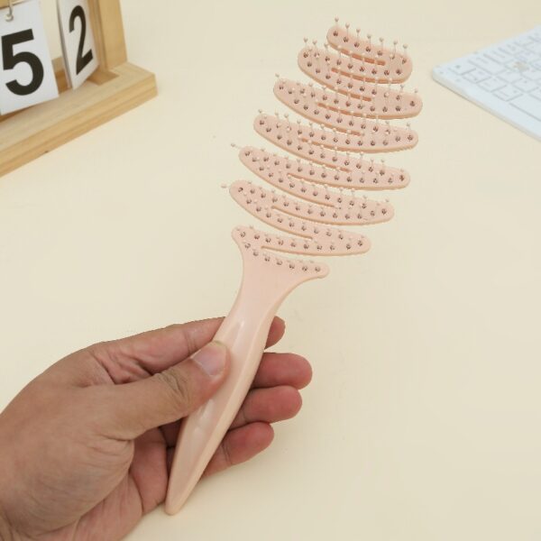 Flexible Curved Vent Hair Brush Detangler with Pointed Tail Handle comb