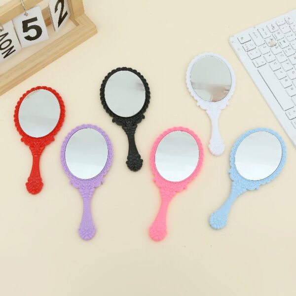 Vintage Lace Handle Mirror: Portable Handheld Makeup Mirror (Multi-Color)