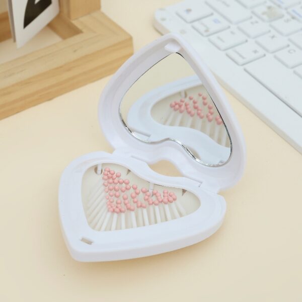 Heart-Shaped Dual-Use Mirror & Toothpick Set: Portable Cute Travel Accessory
