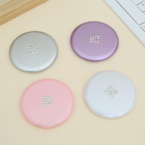 Round Double-Sided Compact Mirror: Portable Travel Makeup Mirror (Multi-Color)