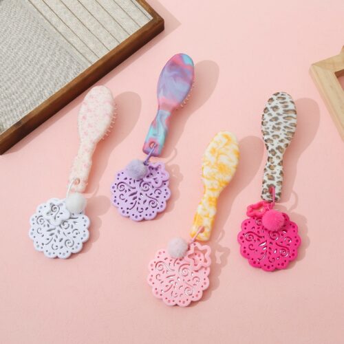 Mini Marble Leopard Print Air Cushion Hair Brush for Girls